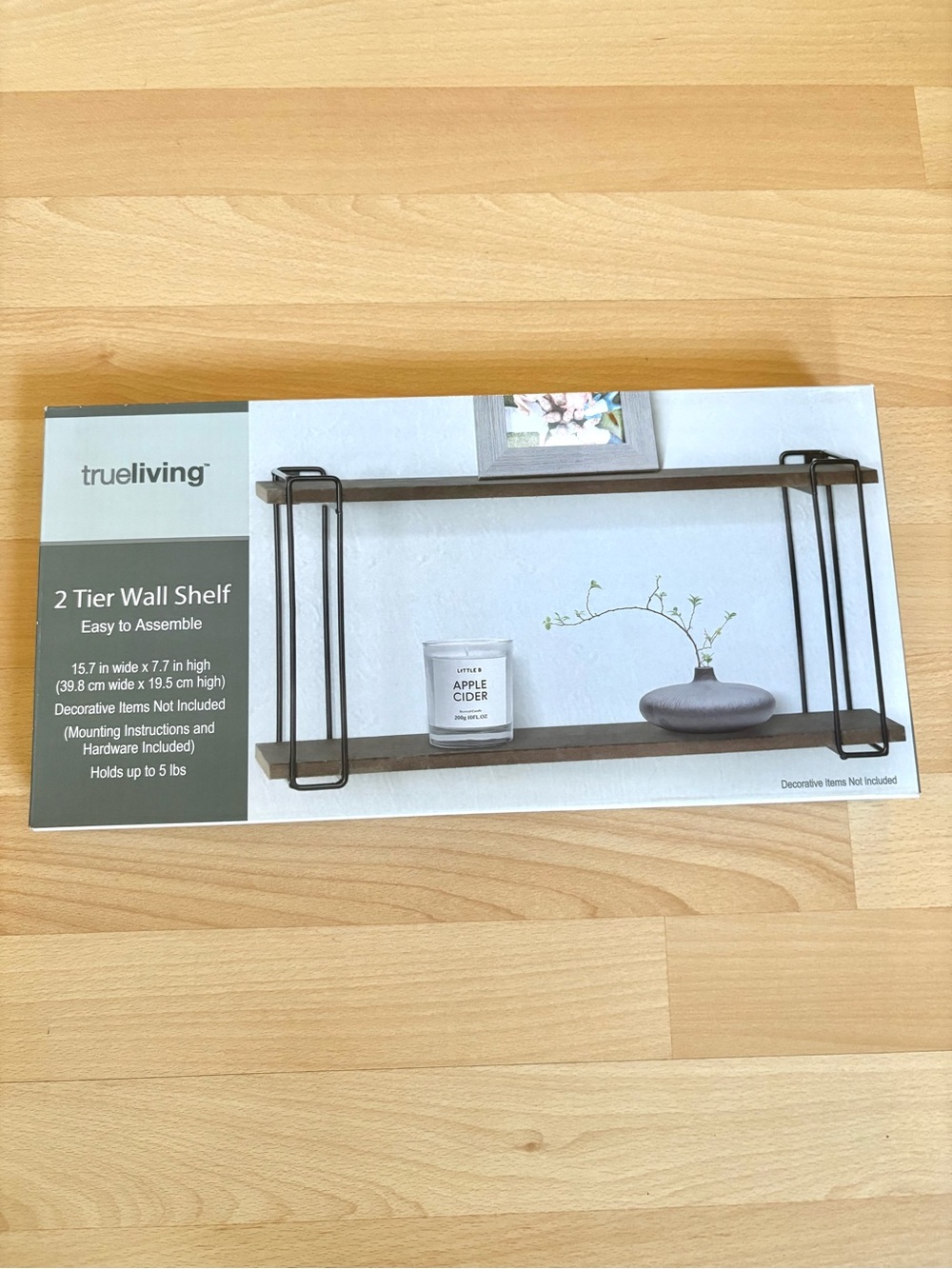 True Living 2 Tier Wall Shelf in Brown *NEW*